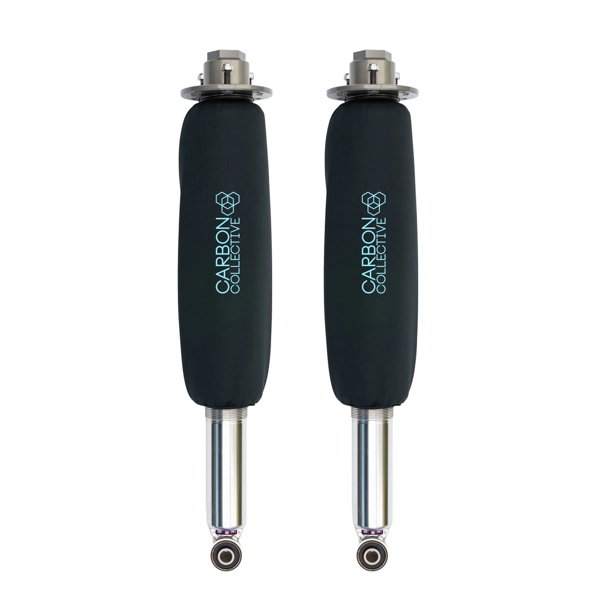 Carbon Collective neoprene coilover cover fitted on coilovers, 350mm length, 2.25/2.5 inch spring.