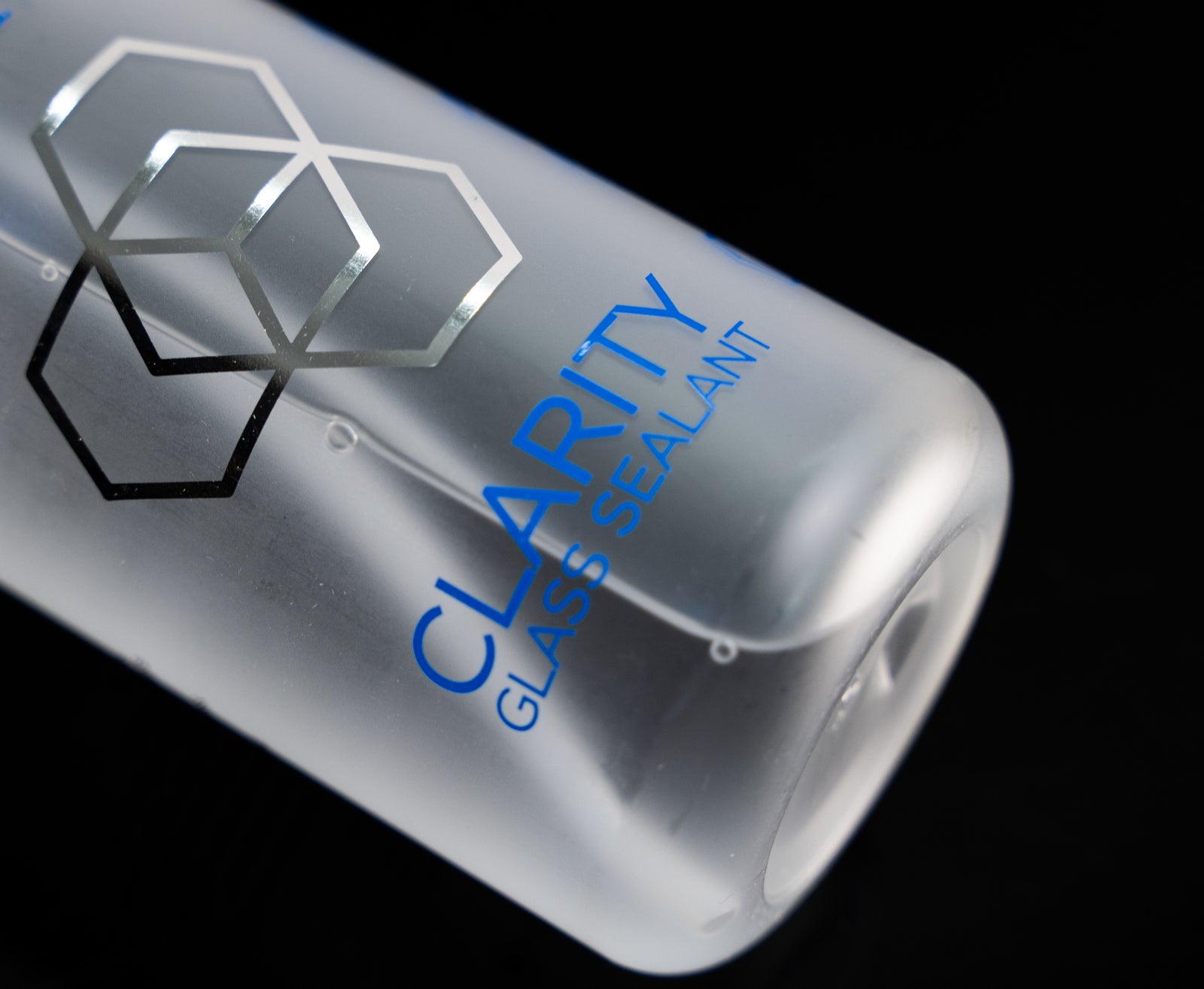 Macro Shot Carbon Collective Clarity Glass Sealant 250ml Bottle Detail Shot